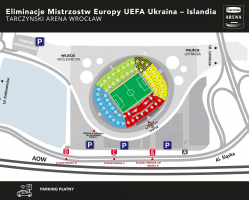 Mecz eliminacji UEFA EURO 2024 Ukraina vs Islandia na Tarczyski Arenie Wrocaw – parkingi i komunikacja specjalna 